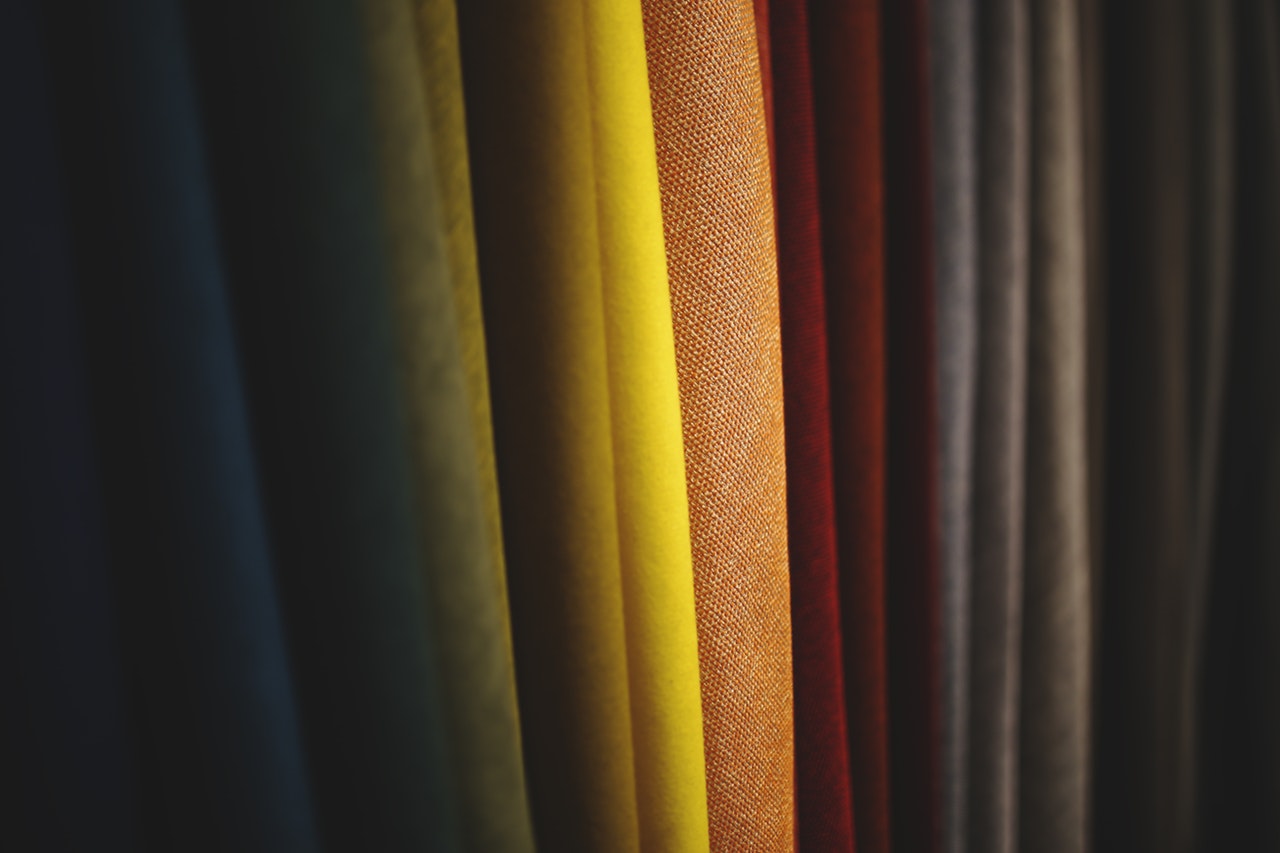colorful fabric arranged to create color gradation